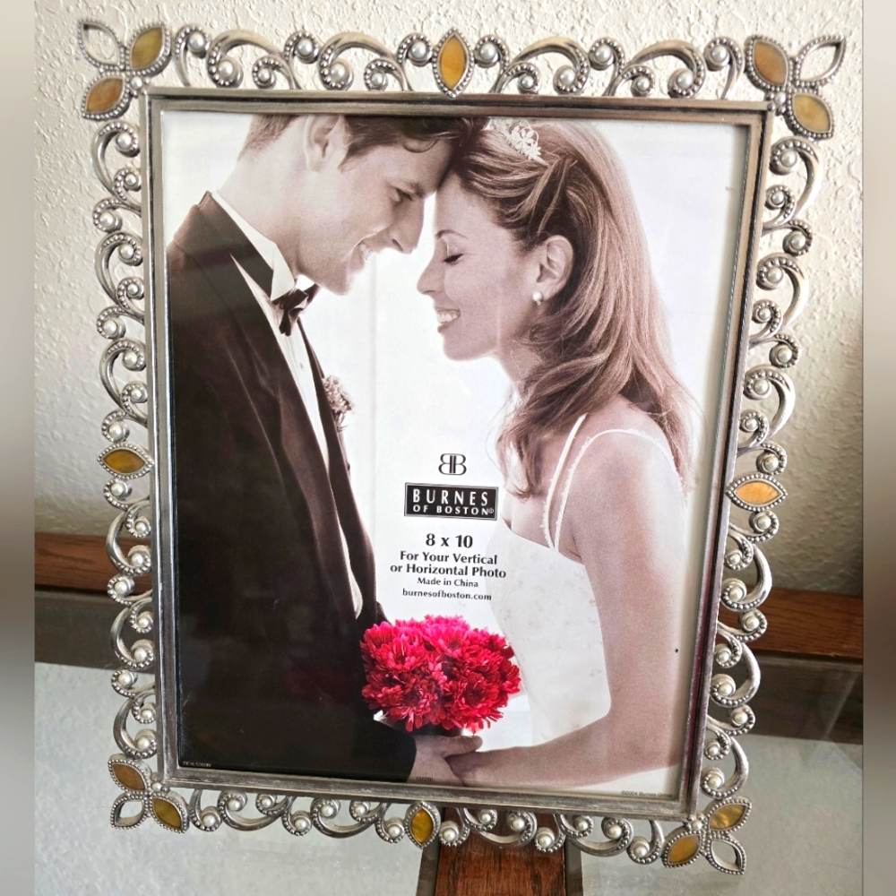 Burnes of Boston pearl adorned scroll frame